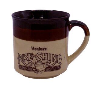 Vintage 1989 Hardee’s Rise and Shine Homemade Biscuits Coffee Mug Brown Tan